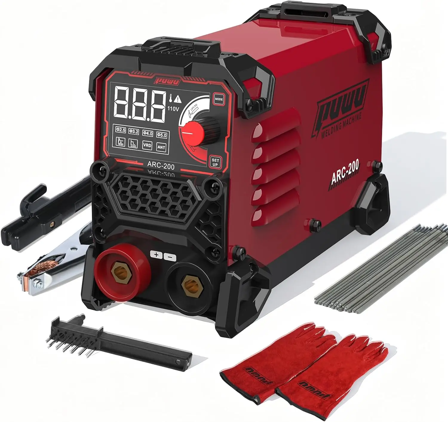 200Amp 110V Portable Welder, ARC/Lift TIG 2-in-1 Machine with Synergic Control & Safety Features
200Amp 110V Portable Welder, ARC/Lift TIG 2-in-1 Machine with Synergic Control & Safety Features