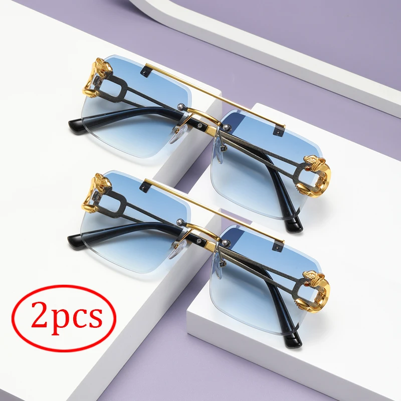 2pcs Retro Men And Women Frameless Cut Lenses Metal Trendy Sunglasses Square Color Travel Street Sunglasses
2pcs Retro Men And Women Frameless Cut Lenses Metal Trendy Sunglasses Square Color Travel Street Sunglasses