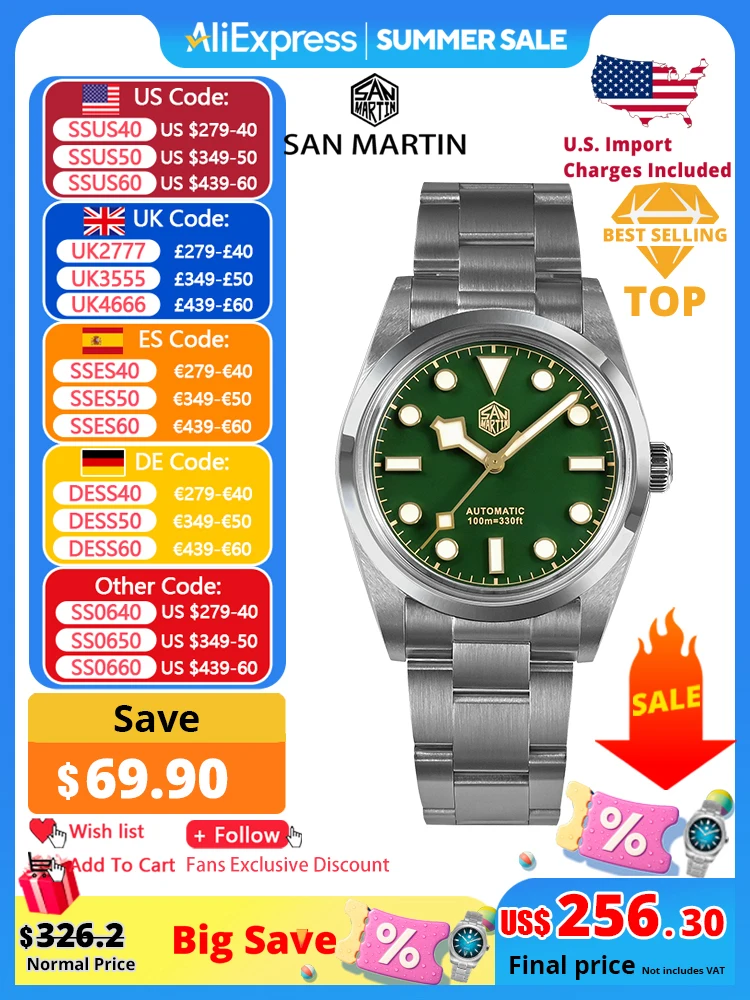 San Martin Vintage 36 мм BB36 Explore Climbing Series Роскошные мужские часы для пар Спортивные часы Автоматические механические 10 бар Relogio
San Martin Vintage 36 мм BB36 Explore Climbing Series Роскошные мужские часы для пар Спортивные часы Автоматические механические 10 бар Relogio