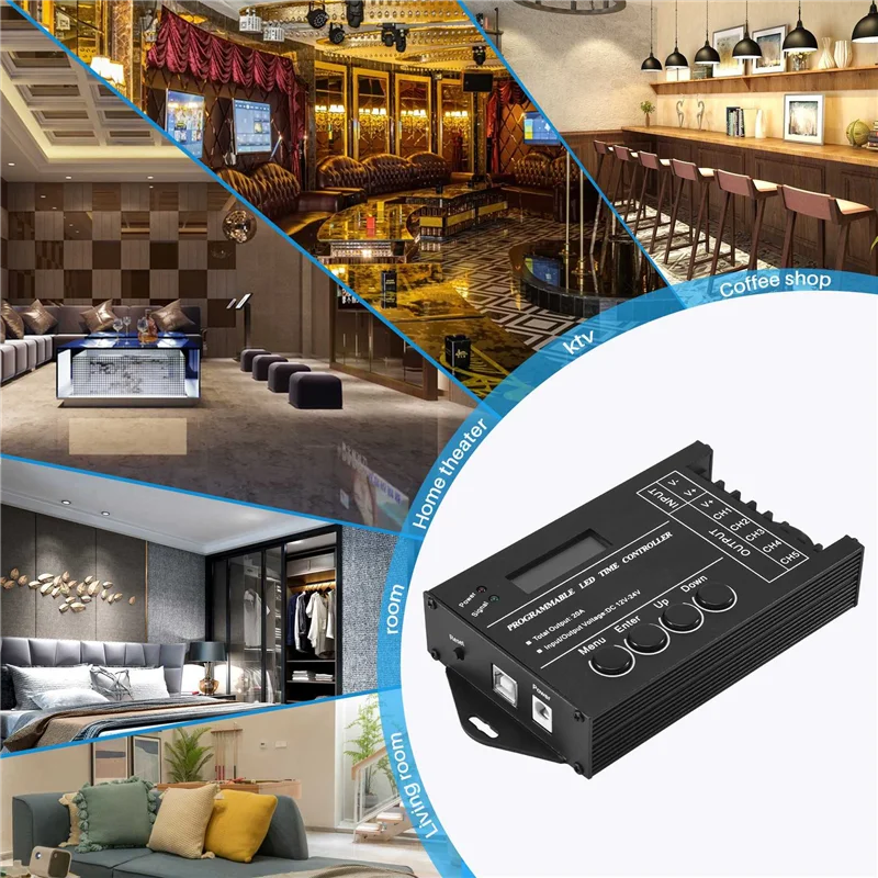 A92P TC420 Программируемый по времени светодиодный контроллер RGB DC12V-24V 5-канальный светодиодный диммер синхронизации
A92P TC420 Программируемый по времени светодиодный контроллер RGB DC12V-24V 5-канальный светодиодный диммер синхронизации