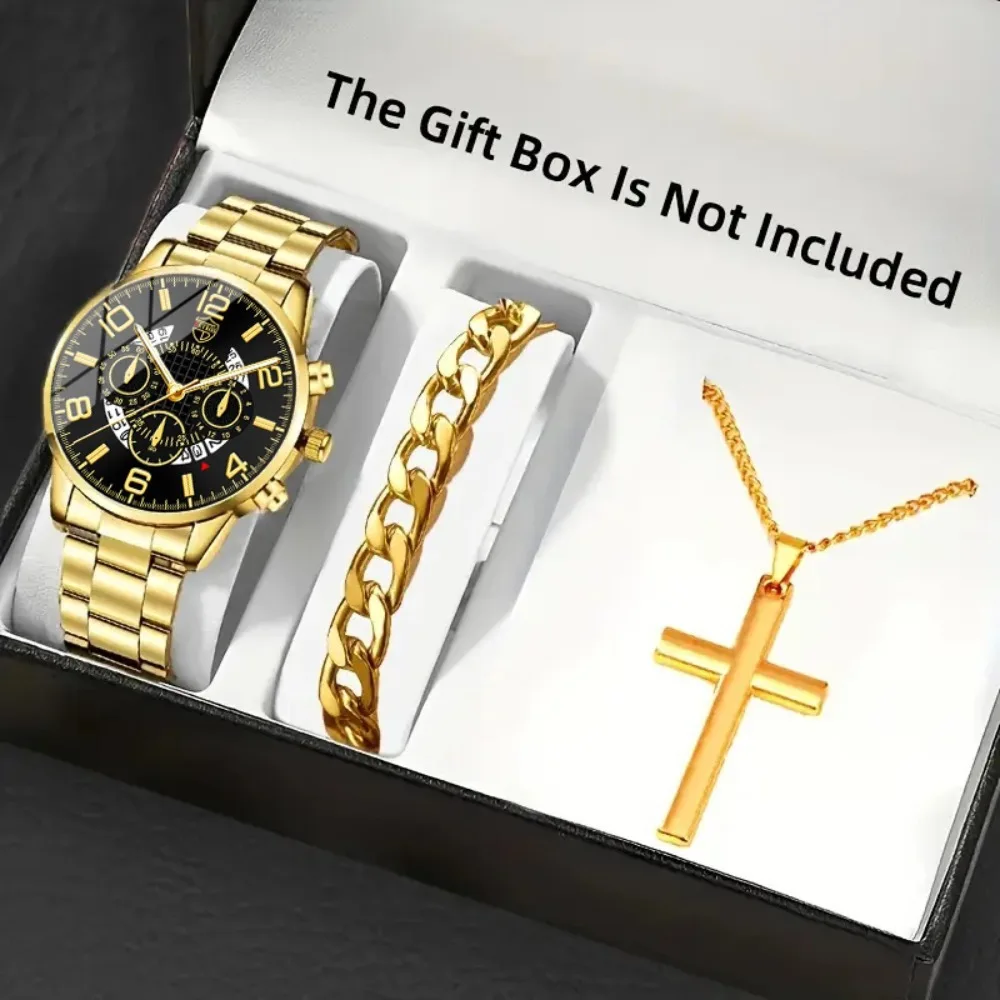 3Pcs/set Watch for Men Quartz Watch for Fashion Bracelet Necklace Hot Selling Fashion Watch for Mens Alloy Strap Watch for Men
3Pcs/set Watch for Men Quartz Watch for Fashion Bracelet Necklace Hot Selling Fashion Watch for Mens Alloy Strap Watch for Men