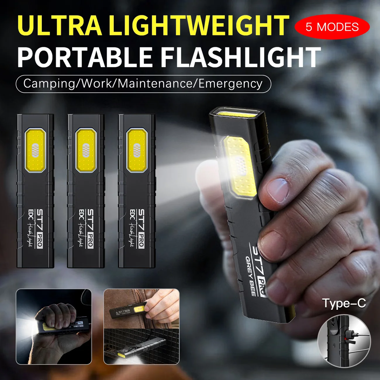 Magnetic LED Work Light Super Bright Rechargeable Portable Mini Flashlight for Outdoor Camping Car Repair Emergency
Magnetic LED Work Light Super Bright Rechargeable Portable Mini Flashlight for Outdoor Camping Car Repair Emergency