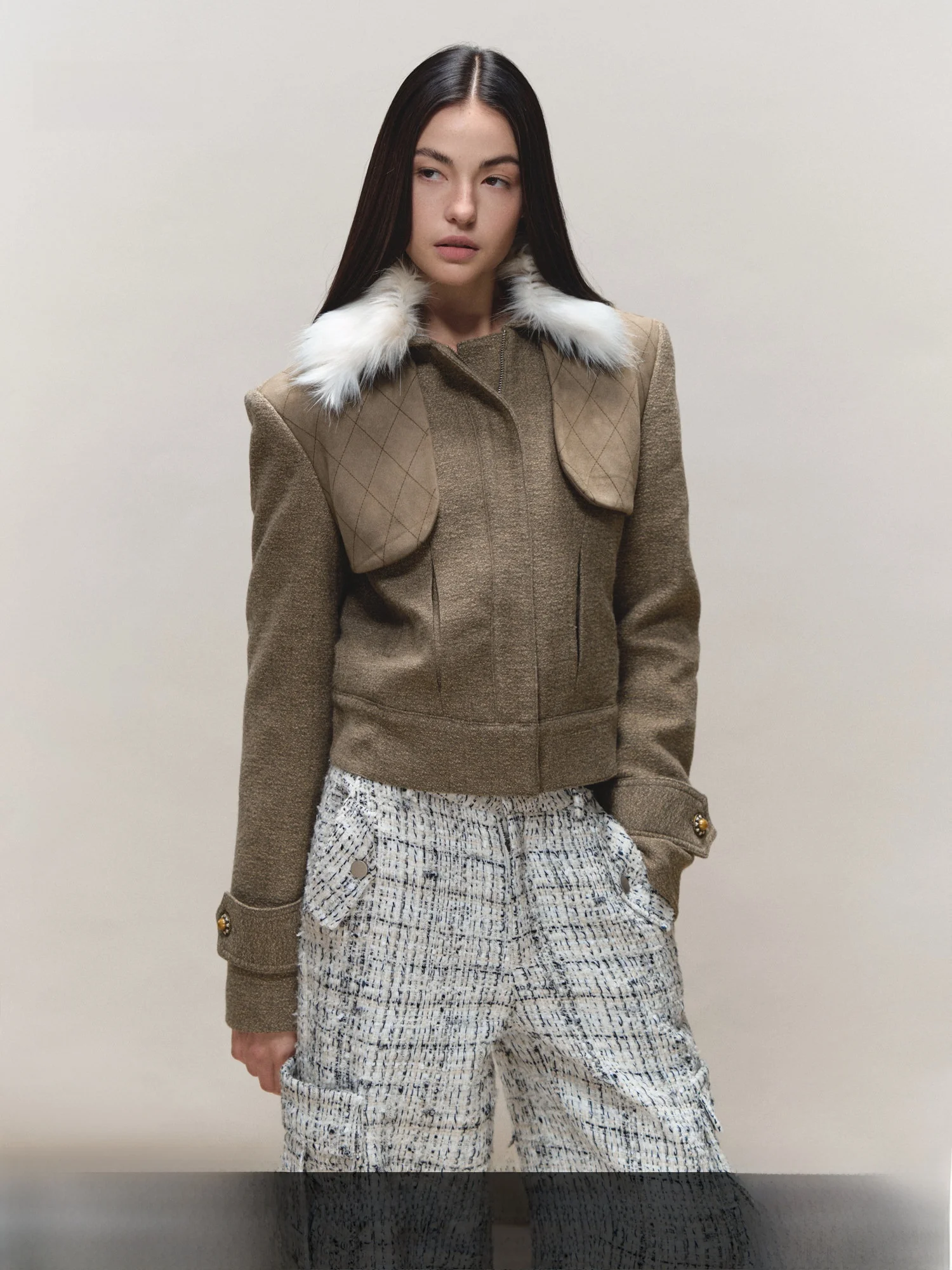Classic ort Parka Jaet with Large Fur Collar Retro Color Blo Diamond Pattern Cotton Wool Blend Korean Sle Women's Coat
Classic ort Parka Jaet with Large Fur Collar Retro Color Blo Diamond Pattern Cotton Wool Blend Korean Sle Women's Coat