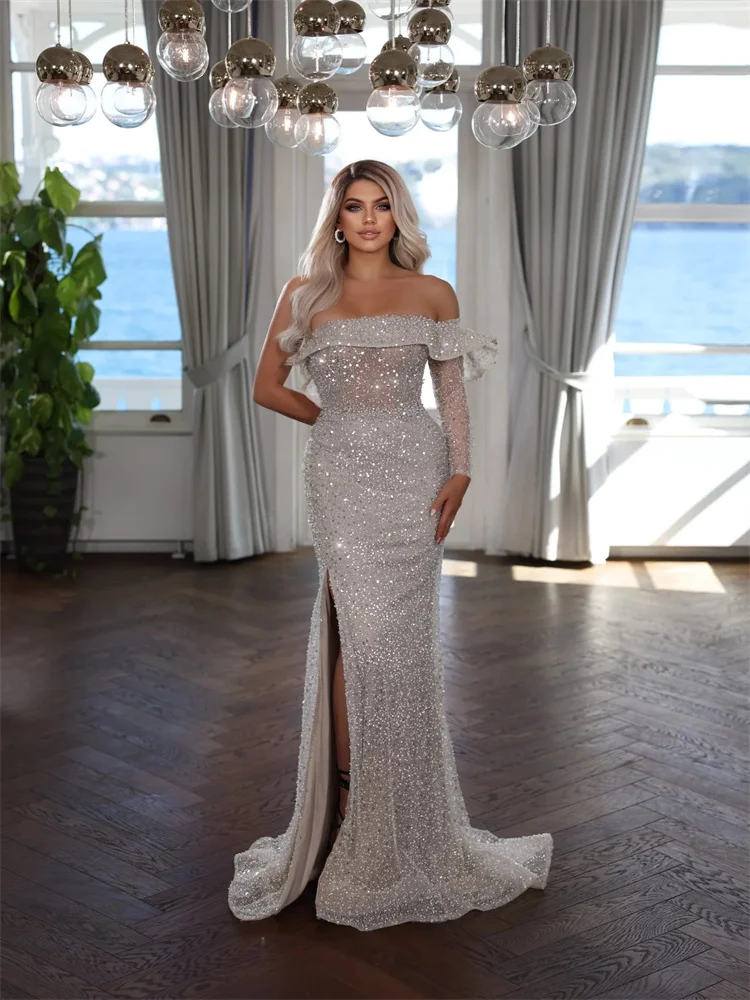 Trumpet/Mermaid Elegant Prom Evening Dress One-Shoulder Long Sleeves Floor Length Back Zipper Sequin Formal Party Catwalk Dress
Trumpet/Mermaid Elegant Prom Evening Dress One-Shoulder Long Sleeves Floor Length Back Zipper Sequin Formal Party Catwalk Dress