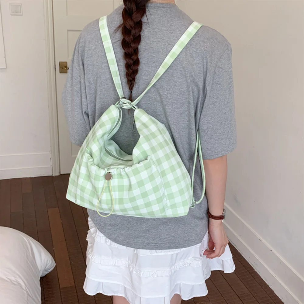 Korean Style Green Plaid Multi-Wear Canvas Backpack for Women, Casual Shoulder Bag for Daily Use & Streetwear
Korean Style Green Plaid Multi-Wear Canvas Backpack for Women, Casual Shoulder Bag for Daily Use & Streetwear