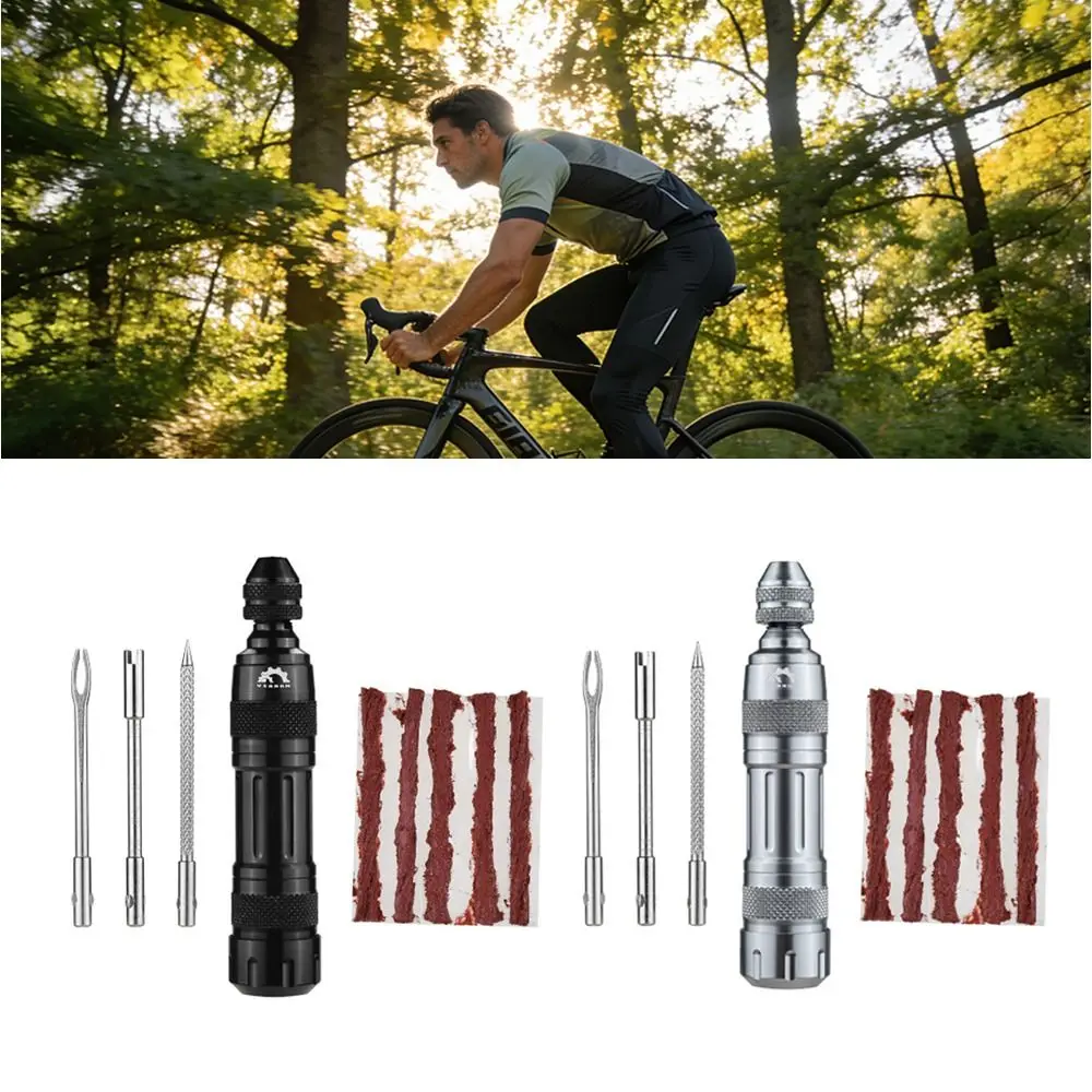 Aluminium Alloy Tire Repair Kit with Rubber Strips 3 Types Drilling Bits Bike Tire Repair Kit Tire Patch Kit Cycling Trips
Aluminium Alloy Tire Repair Kit with Rubber Strips 3 Types Drilling Bits Bike Tire Repair Kit Tire Patch Kit Cycling Trips