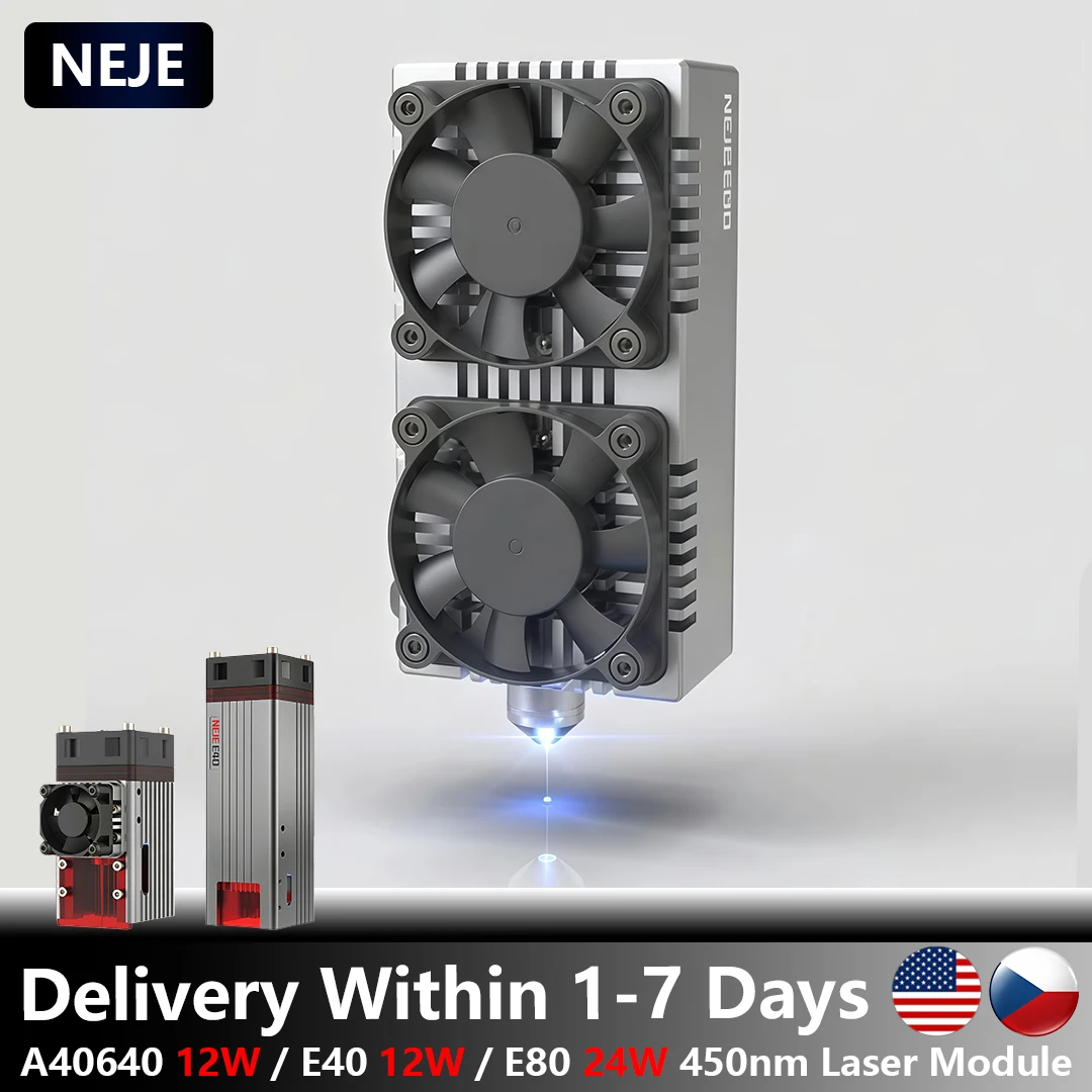 NEJE 12W24W A40640/E40/E80 diode laser module with gas-assisted 450nm PWM laser head, suitable for engraving machines, cutting machines, and woodworking tools - dual-frequency zoom technology - for engraving stainless steel/wood/MDF/painted metals
NEJE 12W24W A40640/E40/E80 diode laser module with gas-assisted 450nm PWM laser head, suitable for engraving machines, cutting machines, and woodworking tools - dual-frequency zoom technology - for engraving stainless steel/wood/MDF/painted metals