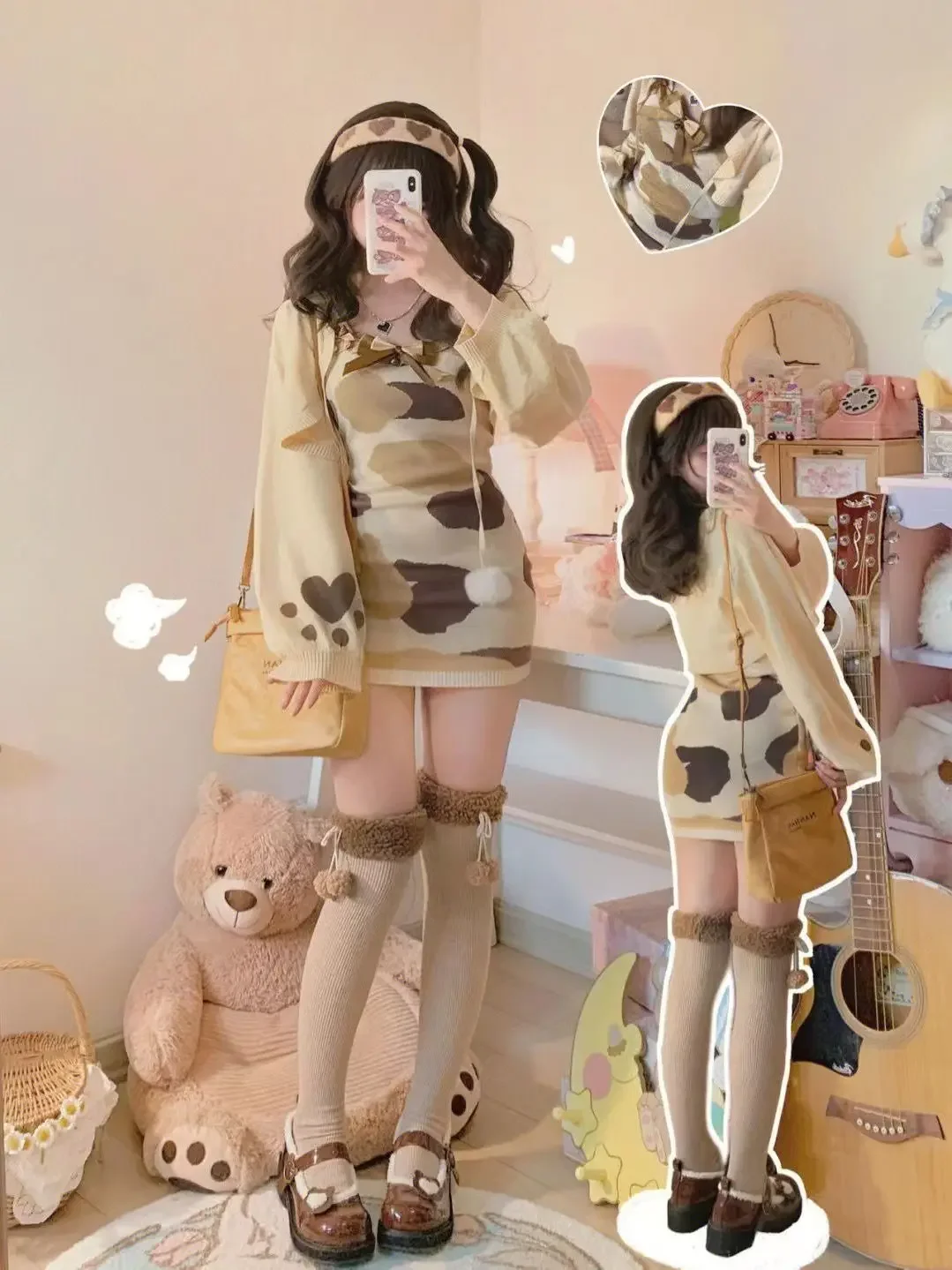 Crop Knit Cardigan + Sleeveless Print Bow Mini Dress 2 Pieces Set Women Harajuku Robe 2024 Korean Fashion Y2k Outfits Women Suit
Crop Knit Cardigan + Sleeveless Print Bow Mini Dress 2 Pieces Set Women Harajuku Robe 2024 Korean Fashion Y2k Outfits Women Suit