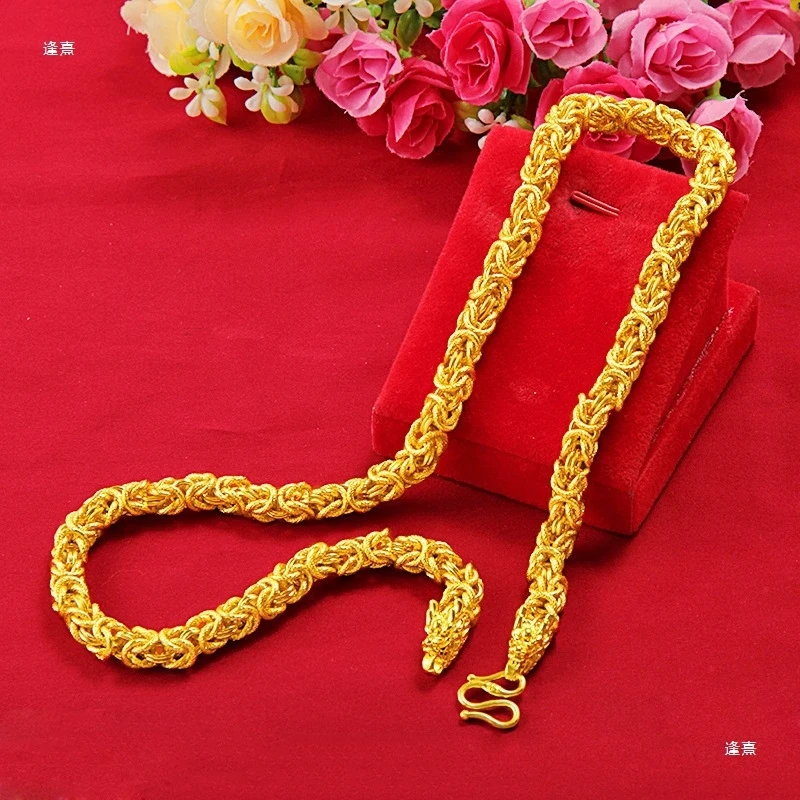 Gold shop's same style dragon-patterned necklace, popular bracelet jewelry, men's domineering gold chain, wholesale from manufac
Gold shop's same style dragon-patterned necklace, popular bracelet jewelry, men's domineering gold chain, wholesale from manufac