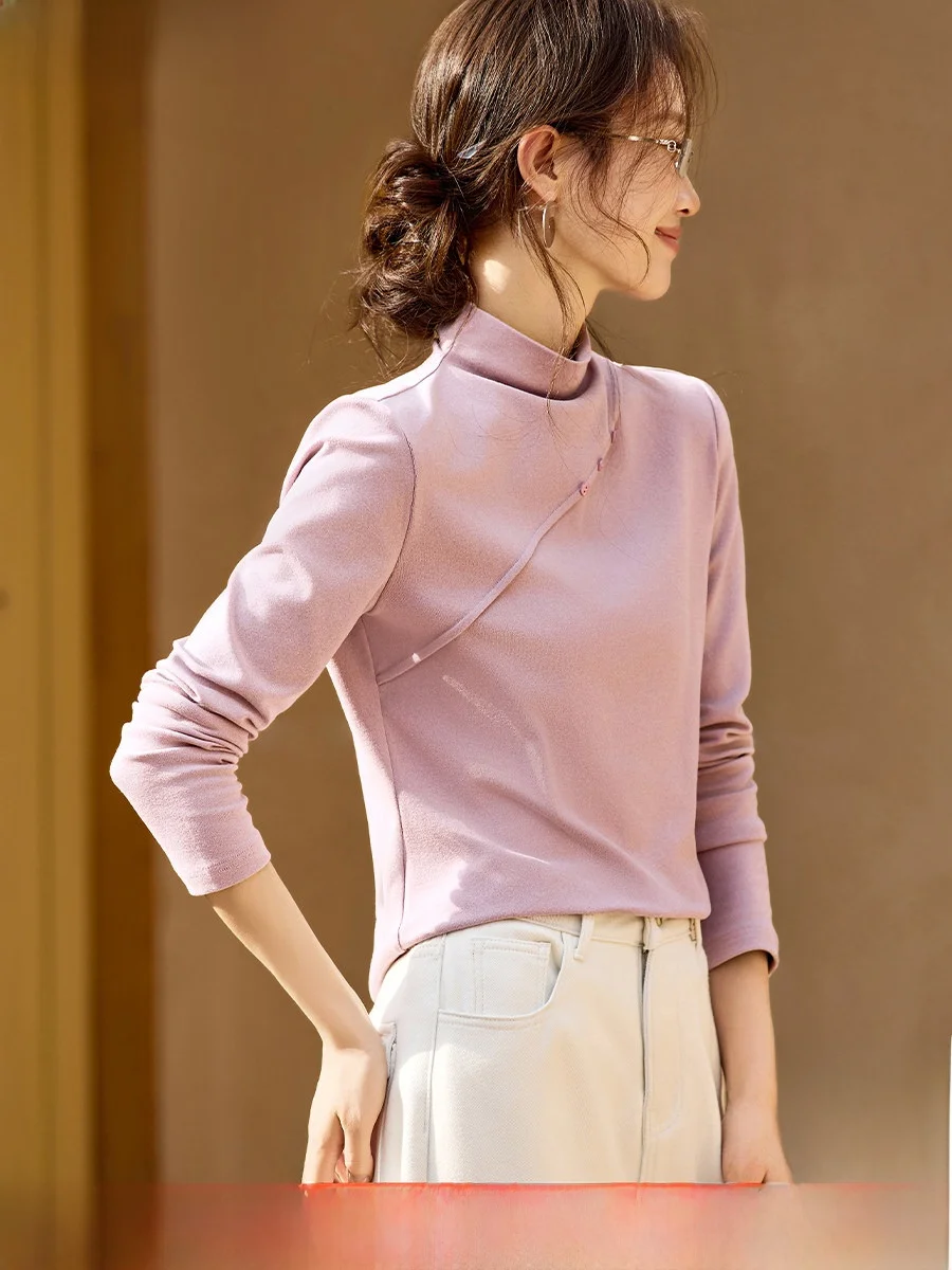 Mo Han Mei Women's High Ne Button T-irt Warm Base Layer irt Casual Sle Polyester Fabric Long Sve Winter New
Mo Han Mei Women's High Ne Button T-irt Warm Base Layer irt Casual Sle Polyester Fabric Long Sve Winter New