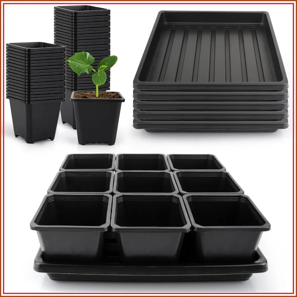 50Pcs 3.5" Square Nursery Pots with 5 Trays, Seed Starter Kit with Drain Holes for Germination & Propagation
50Pcs 3.5" Square Nursery Pots with 5 Trays, Seed Starter Kit with Drain Holes for Germination & Propagation