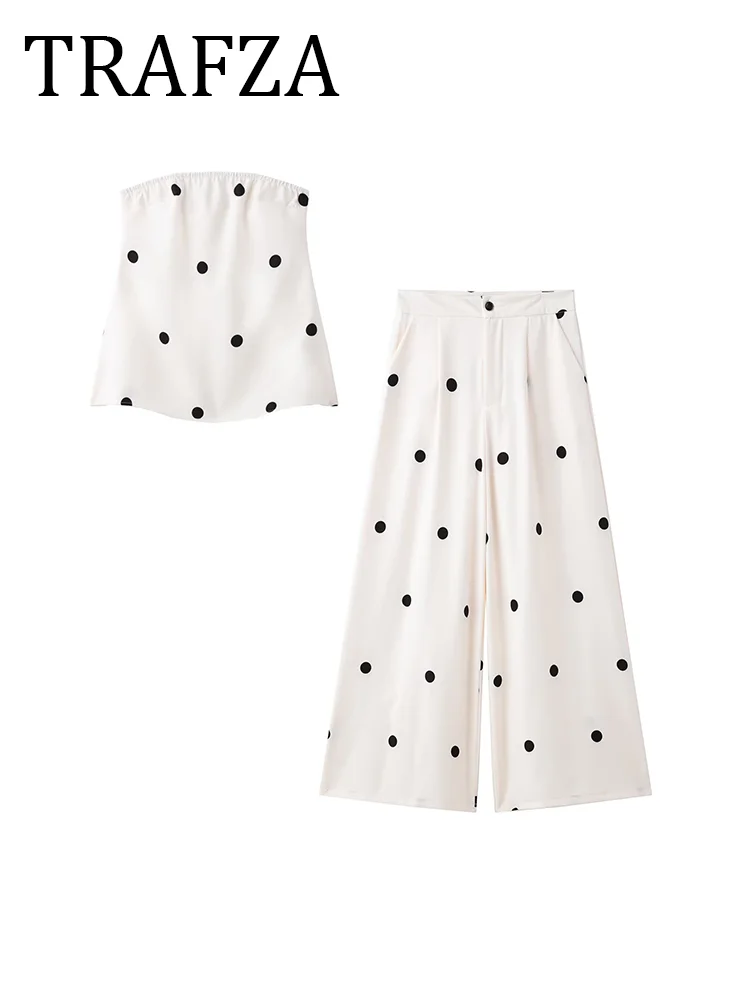 TRAFZA Polka Dot Strapless Top Pants Set Woman 2 Piece 2025 Spring Beige Sleeveless Top Tank+Wide Leg Pant Vacation Beach Suits
TRAFZA Polka Dot Strapless Top Pants Set Woman 2 Piece 2025 Spring Beige Sleeveless Top Tank+Wide Leg Pant Vacation Beach Suits