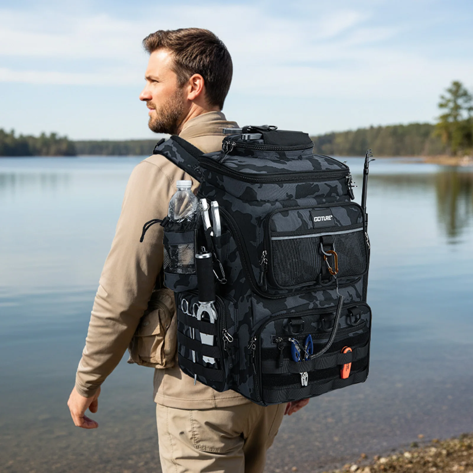Goture 50x41x21cm Water-Repellent Fishing Backpack 900D Oxford Fabric Fishing Accessory Backpack with Two Rod Holders Tackle Bag
Goture 50x41x21cm Water-Repellent Fishing Backpack 900D Oxford Fabric Fishing Accessory Backpack with Two Rod Holders Tackle Bag