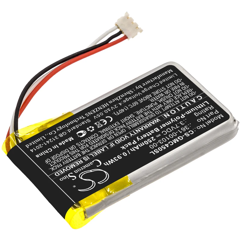 Cameron Sino 250mAh Dash Cam Replacement Battery for Garmin DashCam 45 Part Number 361-00103-00
Cameron Sino 250mAh Dash Cam Replacement Battery for Garmin DashCam 45 Part Number 361-00103-00