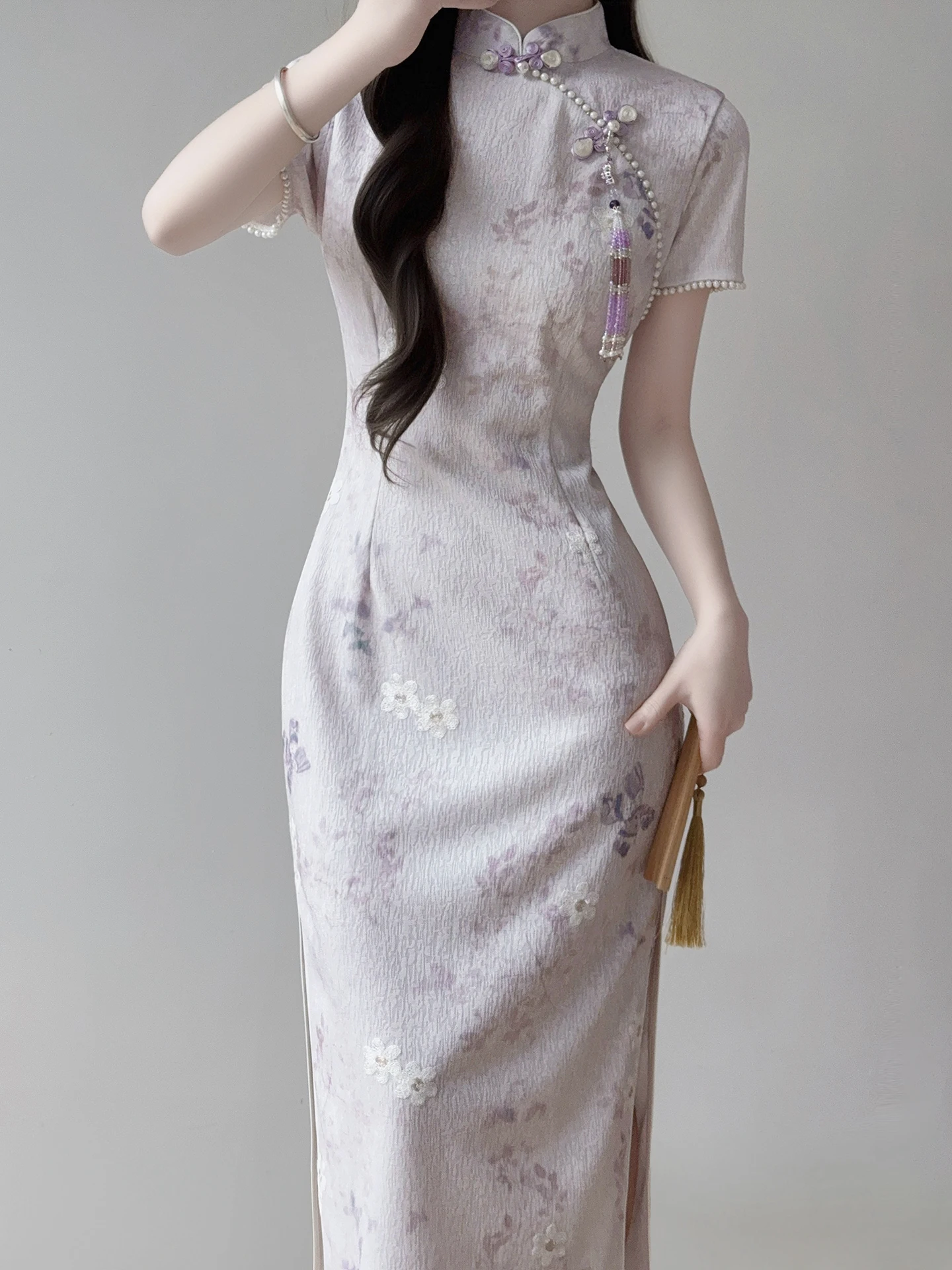 Ting Yue Ling New 2026 Chinese Style Women's Dress Elegant Long Short Sleeve Mist Purple Waist-Cinching Daily Wear
Ting Yue Ling New 2026 Chinese Style Women's Dress Elegant Long Short Sleeve Mist Purple Waist-Cinching Daily Wear