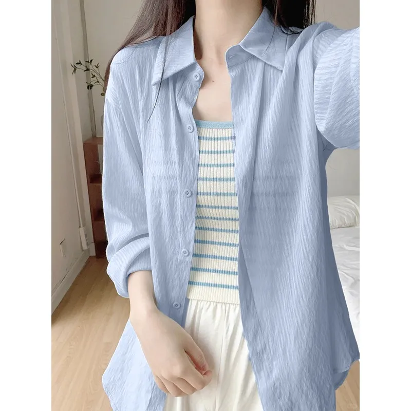 Solid Casual Style Clothes Long-Sleeved Shirt Women's Long-Sleeved Summer Air-Conditioning Shirt Lace-Up Sunscreen Cardigan
Solid Casual Style Clothes Long-Sleeved Shirt Women's Long-Sleeved Summer Air-Conditioning Shirt Lace-Up Sunscreen Cardigan