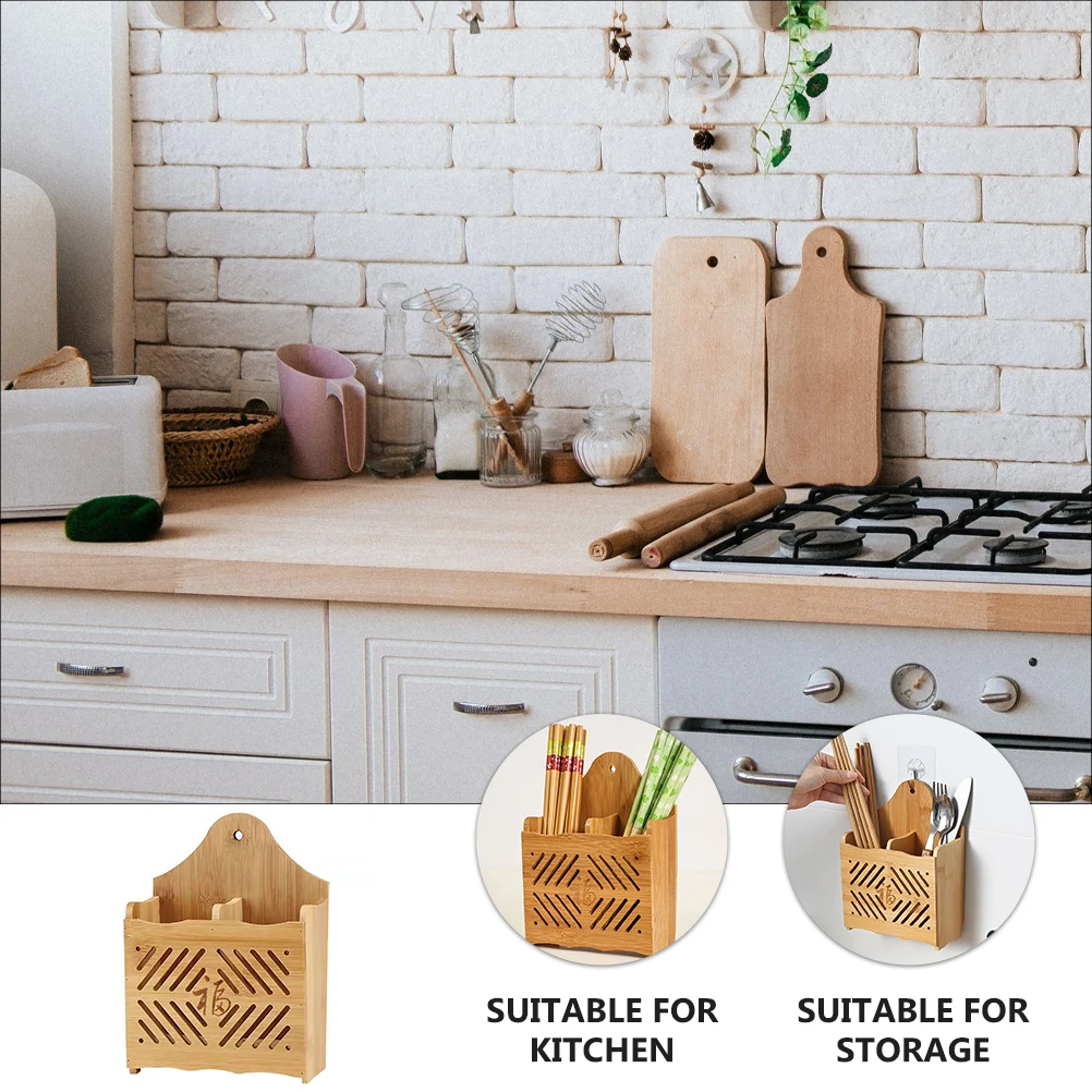 Wall Hanging Chopsticks Holder Kitchen Cutlery Organizer Wall-mounted Bamboo Utensil Drainer Spoon Fork
Wall Hanging Chopsticks Holder Kitchen Cutlery Organizer Wall-mounted Bamboo Utensil Drainer Spoon Fork