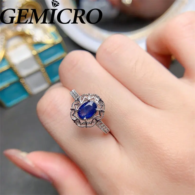 Gemicro Natural Sapphire Ring with 5*7mm Oval Gemstone and 925 Sterling Silver Luxury Jewelry for Women Wedding Anniversary Gift
Gemicro Natural Sapphire Ring with 5*7mm Oval Gemstone and 925 Sterling Silver Luxury Jewelry for Women Wedding Anniversary Gift