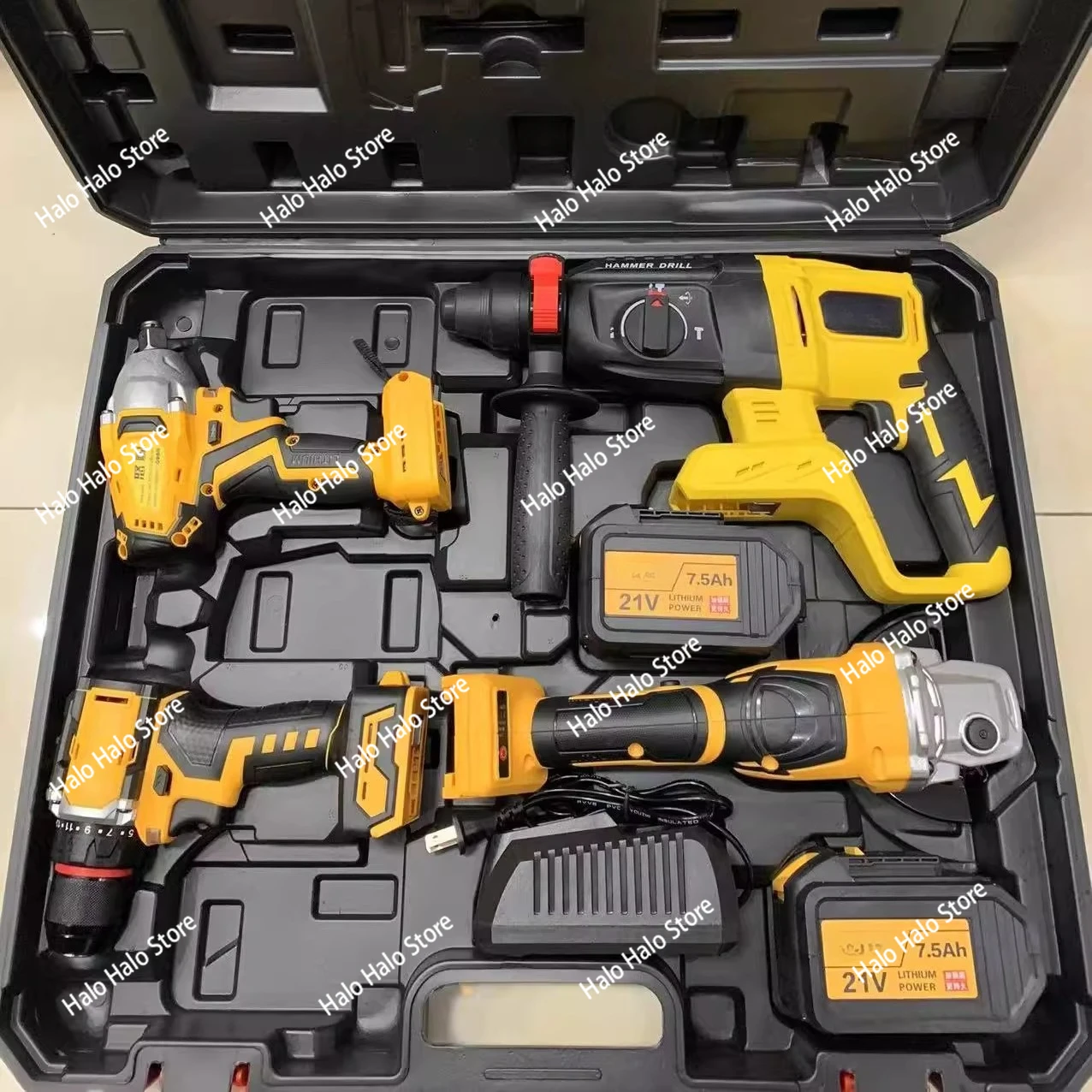 Brushless Lithium Cordless Hammer Drill Angle Grinder Impact Wrench 4 Tool Combo Kit with Battery Charger
Brushless Lithium Cordless Hammer Drill Angle Grinder Impact Wrench 4 Tool Combo Kit with Battery Charger