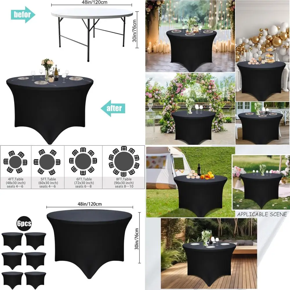 Round Spandex Tablecloth, 48 Diameter x 30 High, for 4-6 Person Tables, Ideal for Weddings, Parties, Dining, Buffet, Camping
Round Spandex Tablecloth, 48 Diameter x 30 High, for 4-6 Person Tables, Ideal for Weddings, Parties, Dining, Buffet, Camping