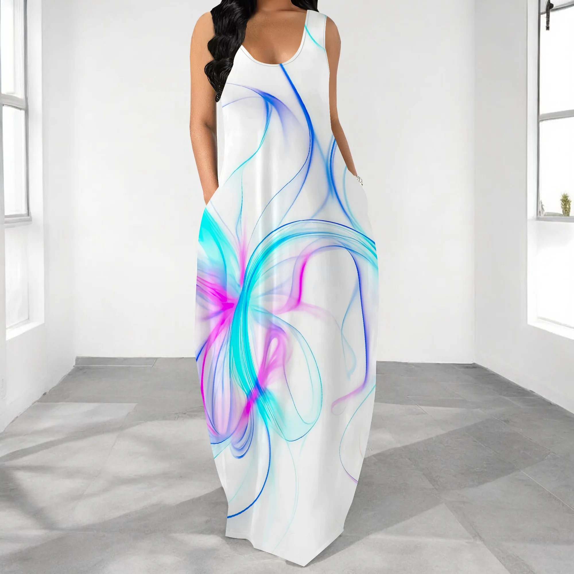 Abstract Neon Swirl Maxi Dress S-3XL Sleeveless Tank Style with Pockets for Pride, Music Festival or Summer Art Streetwear Look
Abstract Neon Swirl Maxi Dress S-3XL Sleeveless Tank Style with Pockets for Pride, Music Festival or Summer Art Streetwear Look