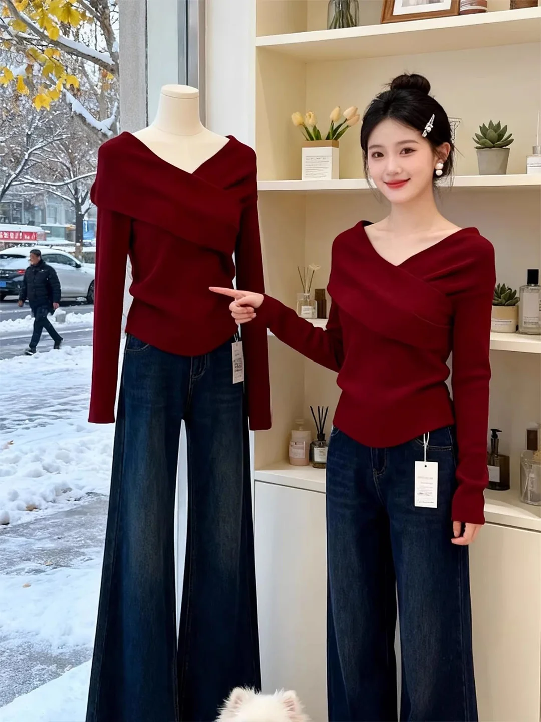 Женский модный весенний новый красный топ с V-образным вырезом и перекрестным дизайном, вязаный, с длинными рукавами, удобный, мягкий, в корейском стиле
Женский модный весенний новый красный топ с V-образным вырезом и перекрестным дизайном, вязаный, с длинными рукавами, удобный, мягкий, в корейском стиле