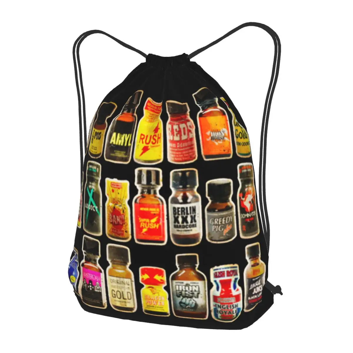 Poppers Bottles Gay Rush Jungle Juice Amyl Inhaler Backpacks Casual Drawstring Bags Sports Bag Book Bags for Man Woman Students
Poppers Bottles Gay Rush Jungle Juice Amyl Inhaler Backpacks Casual Drawstring Bags Sports Bag Book Bags for Man Woman Students