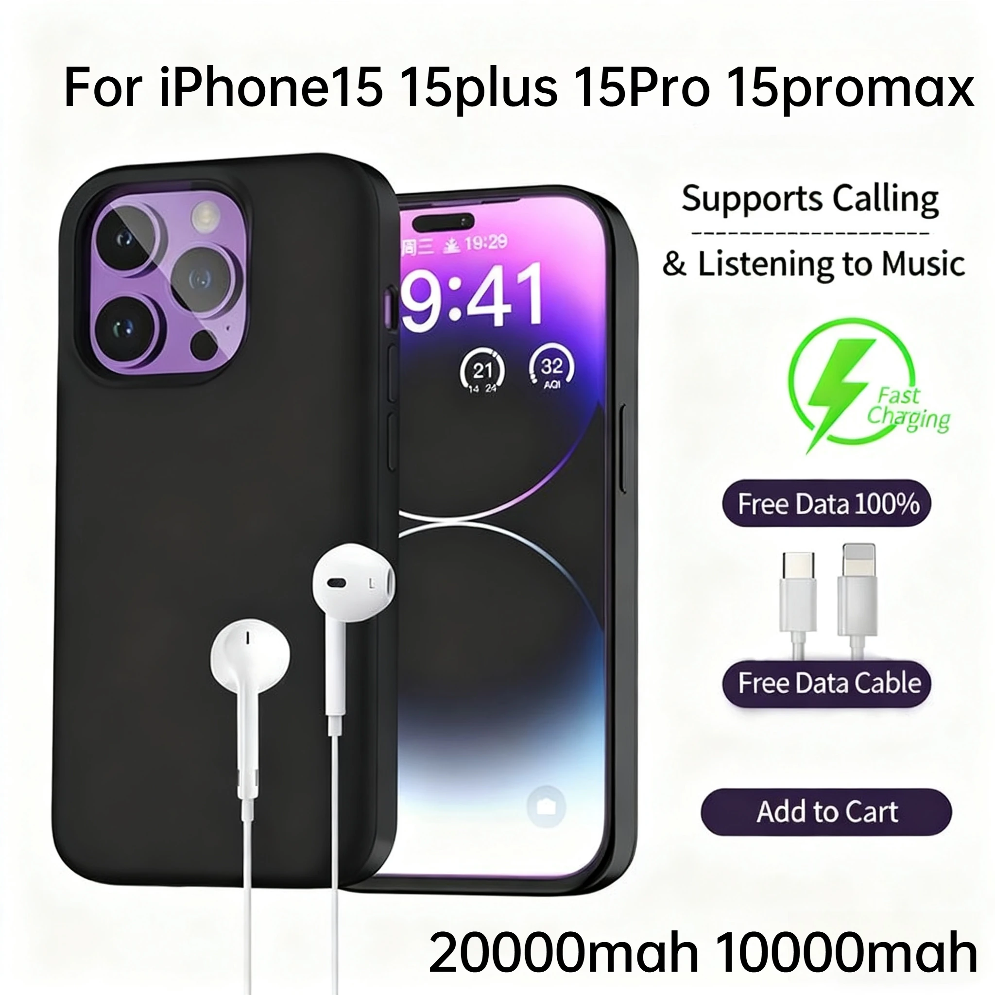 10000mAh & 20000mAh Option Slim Case for IPhone 15 15Pro 15Promax 15plus Wireless Fast Charge Power Bank Cover
10000mAh & 20000mAh Option Slim Case for IPhone 15 15Pro 15Promax 15plus Wireless Fast Charge Power Bank Cover