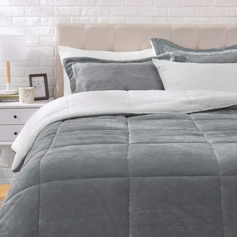3 Piece Bedding Set, Micromink Sherpa, UltraSoft, Warm All Season Comforter, King, Charcoal, Solid
3 Piece Bedding Set, Micromink Sherpa, UltraSoft, Warm All Season Comforter, King, Charcoal, Solid