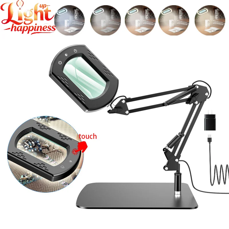 2 In 1 New Led Light10x Magnifier With Stand Real Glass Lens 5 Color Modes Stepless Dimming Desk Lamp For Precision Work
2 In 1 New Led Light10x Magnifier With Stand Real Glass Lens 5 Color Modes Stepless Dimming Desk Lamp For Precision Work
