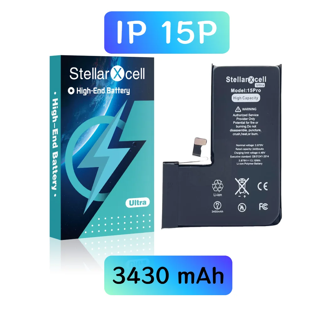 Сменный аккумулятор большой емкости StellarXcell для iPhone, литий-полимерный аккумулятор для iphone 15, 15pro, 15promax
Сменный аккумулятор большой емкости StellarXcell для iPhone, литий-полимерный аккумулятор для iphone 15, 15pro, 15promax