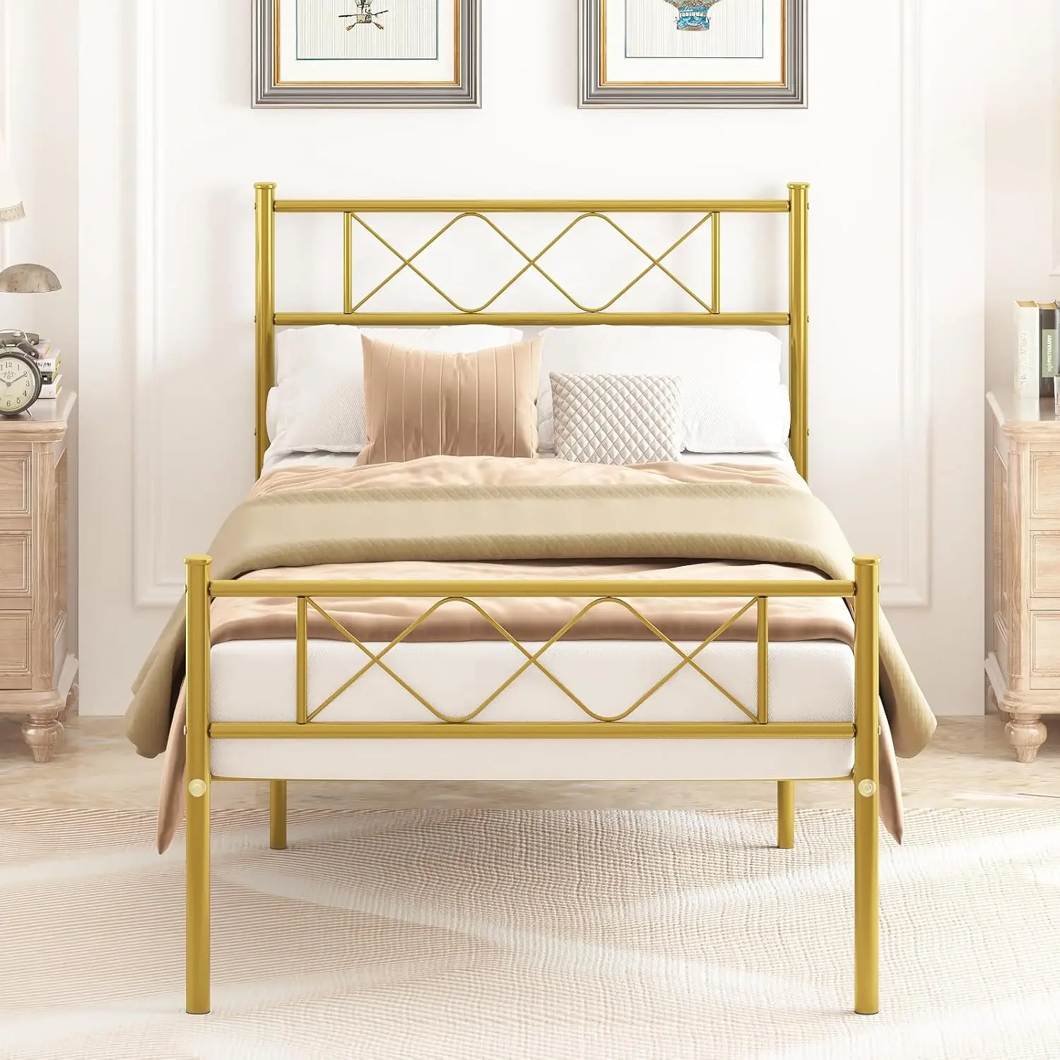 Twin Size Metal Bed Frame Mattr Foundation/Platform Bed Heavy Duty Steel Slat Best For Kids Adults Student Gold
Twin Size Metal Bed Frame Mattr Foundation/Platform Bed Heavy Duty Steel Slat Best For Kids Adults Student Gold