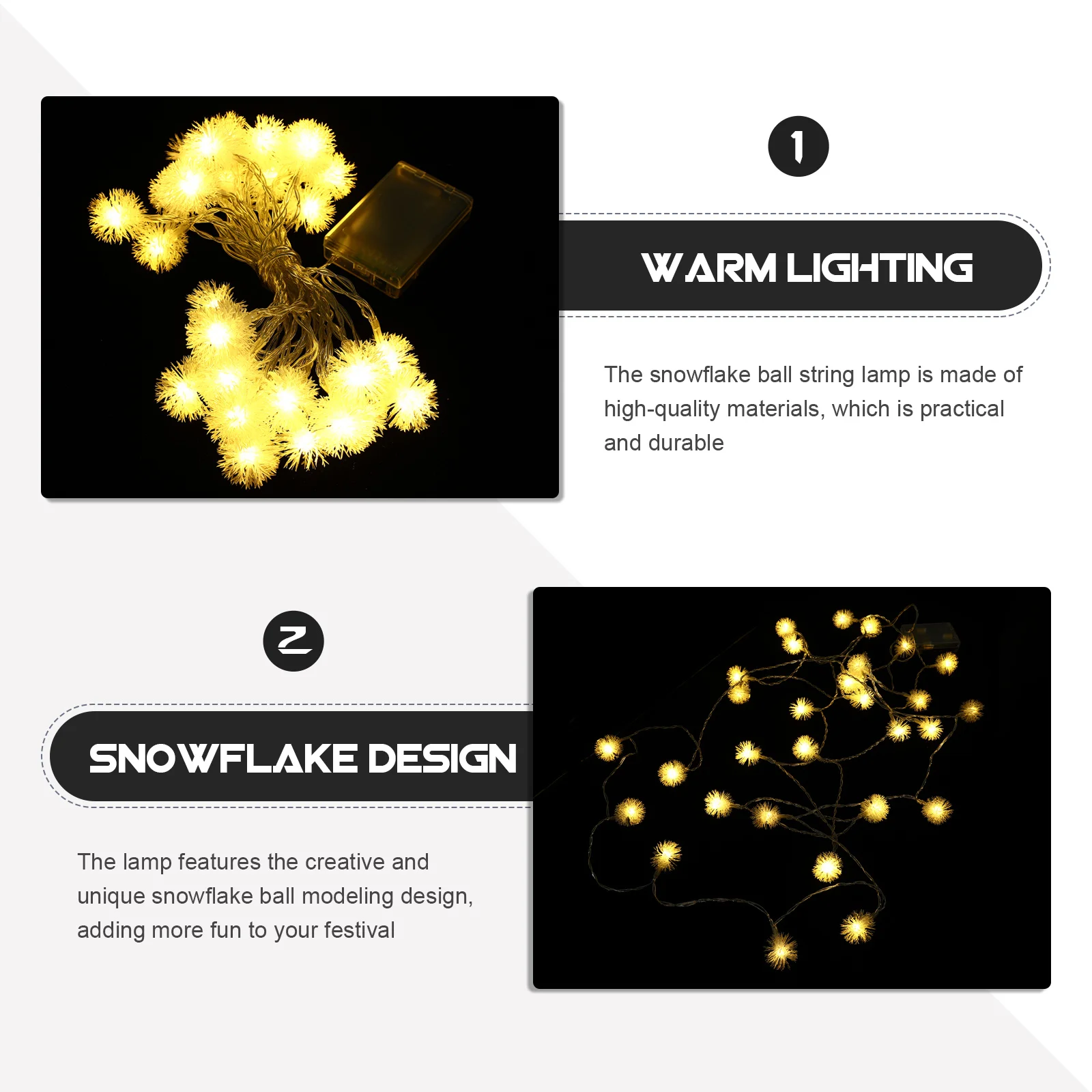 1Pcs Decorative Snowflake Ball Light Ornament Simple Structure Easy Operation String Lamp for Daily Festive Scene Decoration
1Pcs Decorative Snowflake Ball Light Ornament Simple Structure Easy Operation String Lamp for Daily Festive Scene Decoration