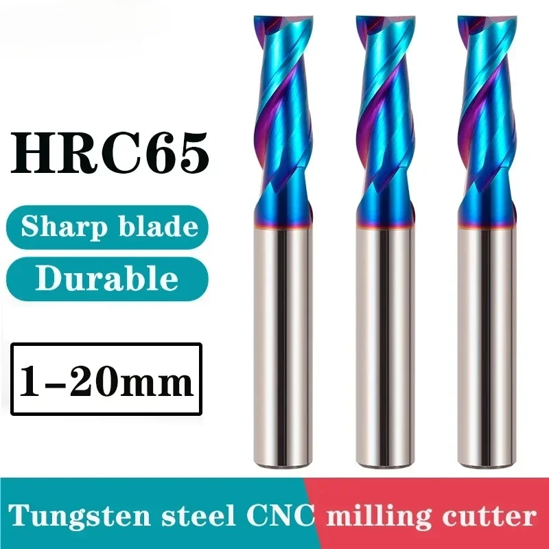 HRC65 Tungsten Steel Milling Cutter 2-Flute blue Keyway Coating Carbide Milling Cutter Stainless Steel Special CNC Cutters tool
HRC65 Tungsten Steel Milling Cutter 2-Flute blue Keyway Coating Carbide Milling Cutter Stainless Steel Special CNC Cutters tool
