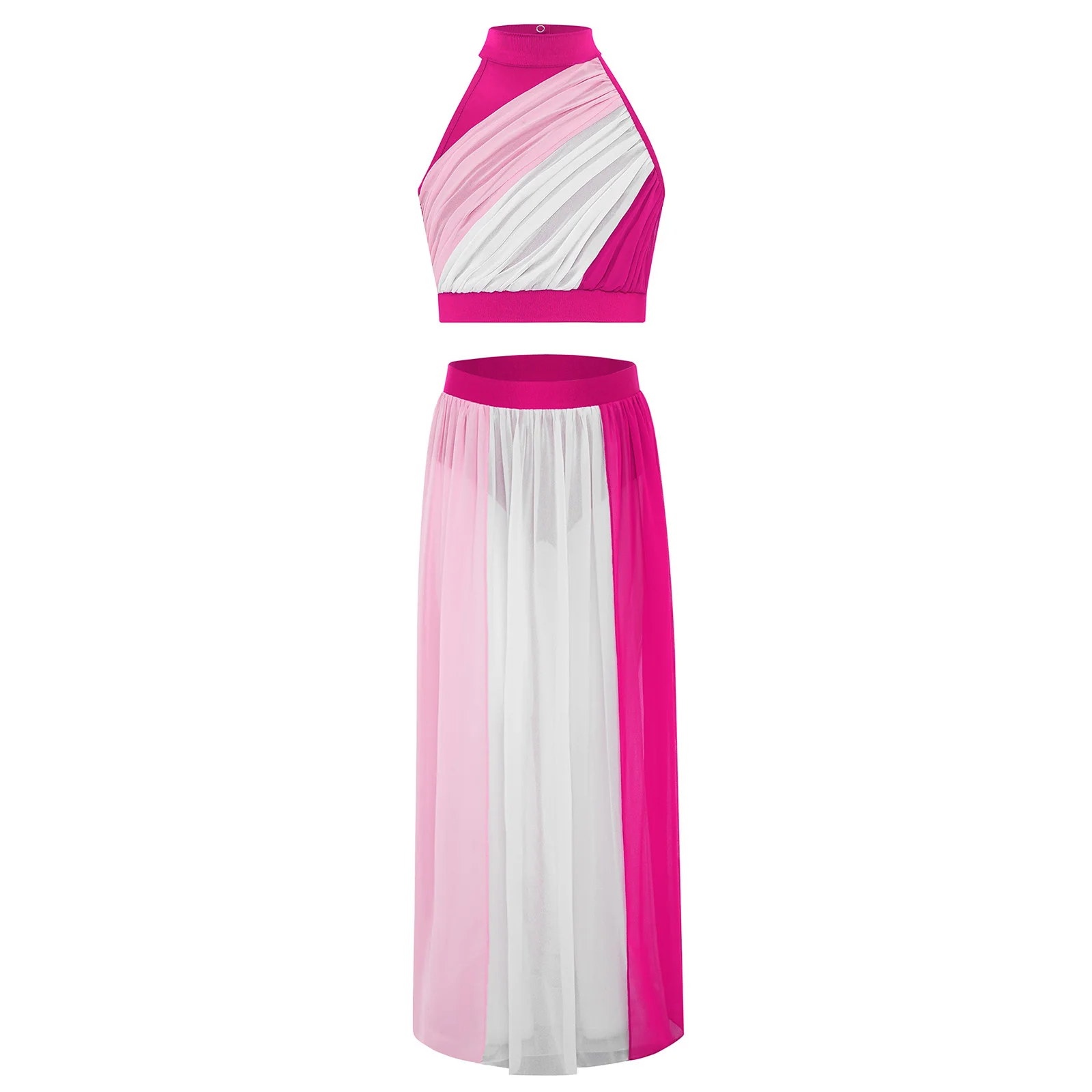 Kids Girls Lyrical Dance Sets Modern Contemporary Dancewear Keyhole Back Crop Top with Split Flowy Skirt for Stage Performance
Kids Girls Lyrical Dance Sets Modern Contemporary Dancewear Keyhole Back Crop Top with Split Flowy Skirt for Stage Performance