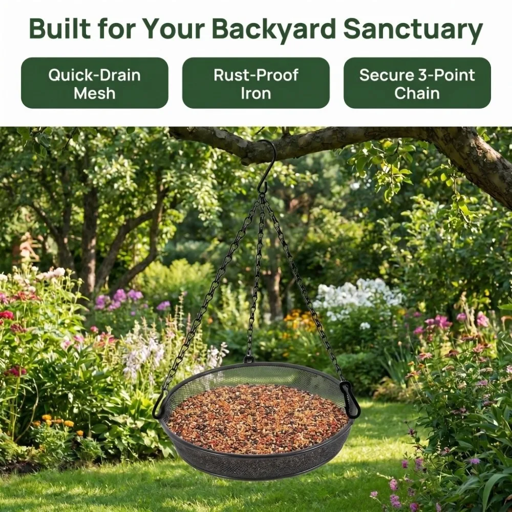 Finch Metal Mesh Bird Feeder Tray Sturdy Breathable Hanging Bird Feeder Durable Adjustable Chain Metal Mesh Platform Balcony
Finch Metal Mesh Bird Feeder Tray Sturdy Breathable Hanging Bird Feeder Durable Adjustable Chain Metal Mesh Platform Balcony