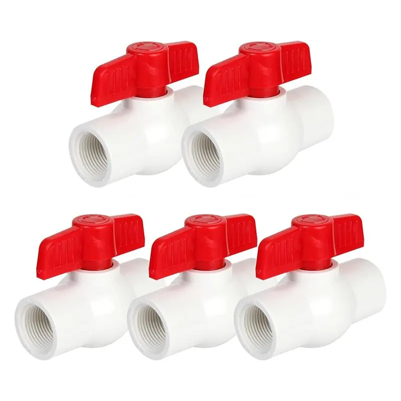 AB33-5 Pack 3/4'' PVC Ball Valves, T-Handle Water Shut-Off Ball Valve Threaded (NPT), PVC Valve 3/4 Inch
AB33-5 Pack 3/4'' PVC Ball Valves, T-Handle Water Shut-Off Ball Valve Threaded (NPT), PVC Valve 3/4 Inch