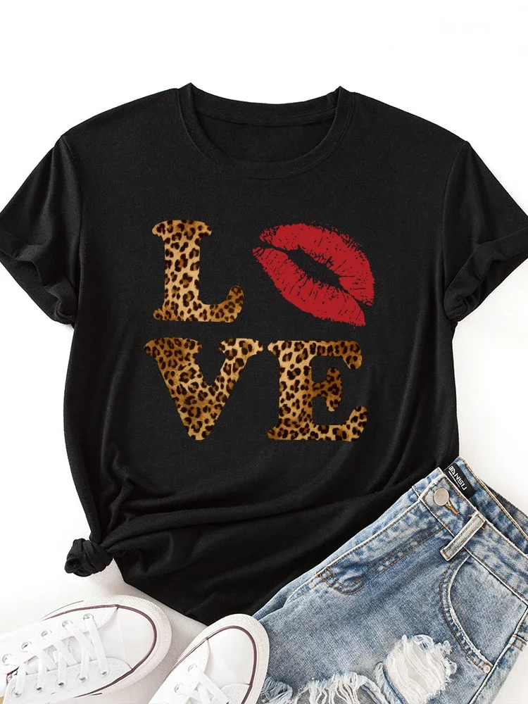 Leopard Love Red Lip Print T Shirt Women Short Sleeve O Neck Loose Tshirt Summer Women Tee Shirt Tops Clothes Camisetas Mujer
Leopard Love Red Lip Print T Shirt Women Short Sleeve O Neck Loose Tshirt Summer Women Tee Shirt Tops Clothes Camisetas Mujer