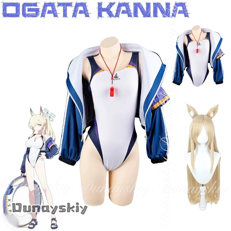 {Amanda Cos}Blue Archive Game Ogata Kanna Косплей со светло-золотой длинный парик с белым синим купальником Синее пальто Cos Костюм
{Amanda Cos}Blue Archive Game Ogata Kanna Косплей со светло-золотой длинный парик с белым синим купальником Синее пальто Cos Костюм
