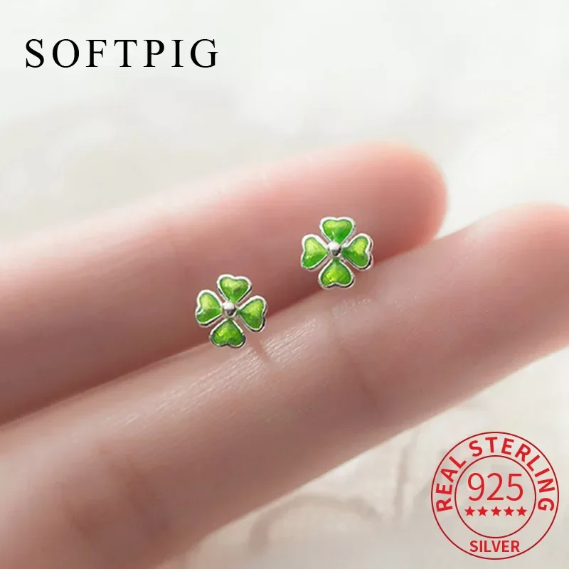 SOFTPIG Real 925 Sterling Silver Enamel Clover Mini Stud Earrings for Woman Cute Fine Jewelry Ear Hole Care Accessories
SOFTPIG Real 925 Sterling Silver Enamel Clover Mini Stud Earrings for Woman Cute Fine Jewelry Ear Hole Care Accessories