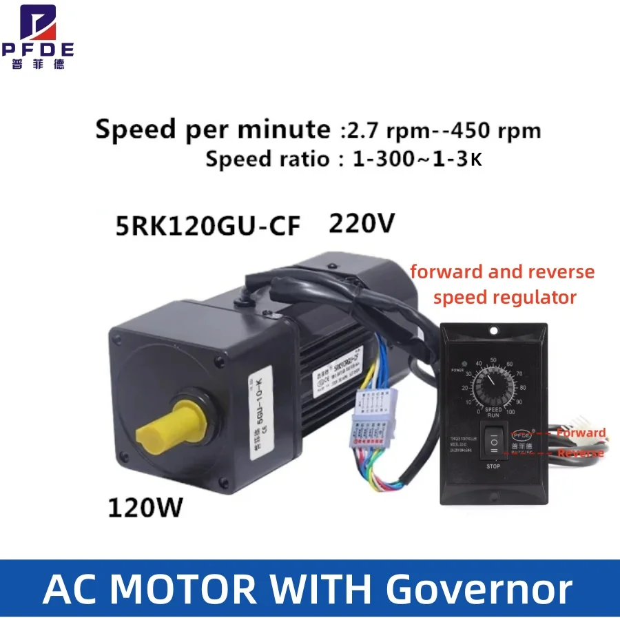 5RK120GU-CF 220V AC Geared Motors 120W Induction Small Machine 2.7rpm-450rpm 500K-3K forward and reverse speed regulator CW/CCW
5RK120GU-CF 220V AC Geared Motors 120W Induction Small Machine 2.7rpm-450rpm 500K-3K forward and reverse speed regulator CW/CCW