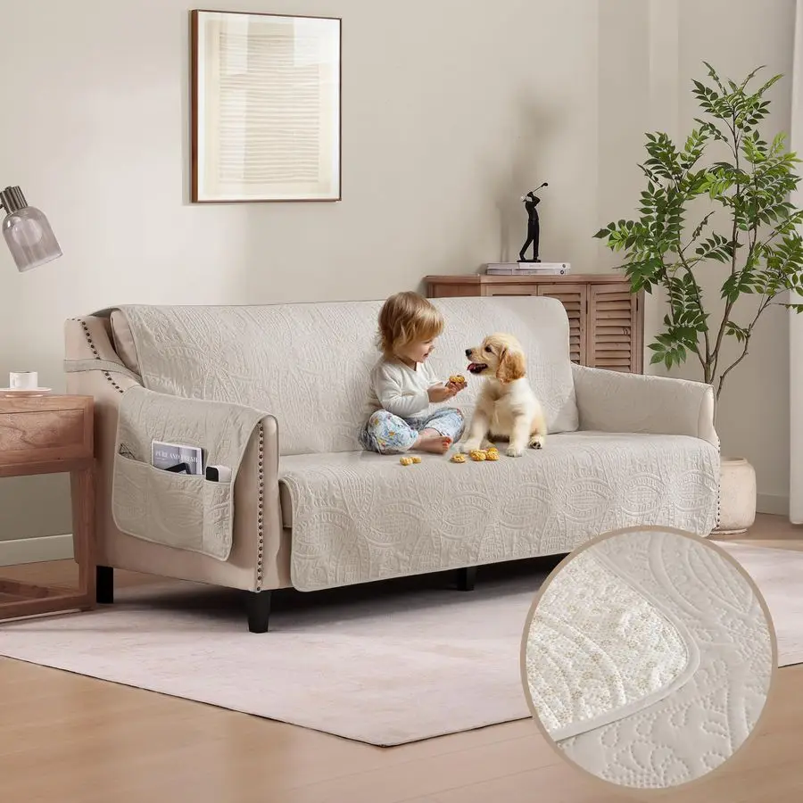 Beige Sofa Slipcovers with Pockets, AntiSlip Medallion Couch Covers for 3 Cushion Sofa, Couch Cover for Dogs Cats WaterRepellent
Beige Sofa Slipcovers with Pockets, AntiSlip Medallion Couch Covers for 3 Cushion Sofa, Couch Cover for Dogs Cats WaterRepellent