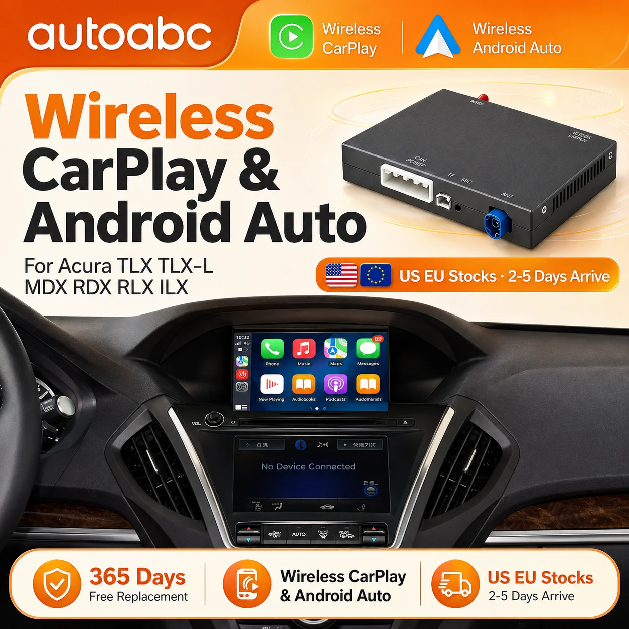 Wireless CarPlay Android Auto For Dual screen Acura TLX TLX-L MDX RDX RLX ILX 2014-2019 With Navigation Airplay BT GPS Function
Wireless CarPlay Android Auto For Dual screen Acura TLX TLX-L MDX RDX RLX ILX 2014-2019 With Navigation Airplay BT GPS Function