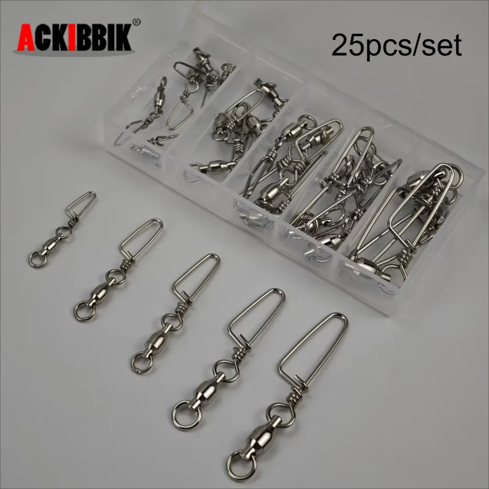 Ackibbik 25pcs Snap Swivels Fishing Swivels Saltwater Heavy Duty Ball Bearing Swivels with Snaps Fishing Accessories
Ackibbik 25pcs Snap Swivels Fishing Swivels Saltwater Heavy Duty Ball Bearing Swivels with Snaps Fishing Accessories