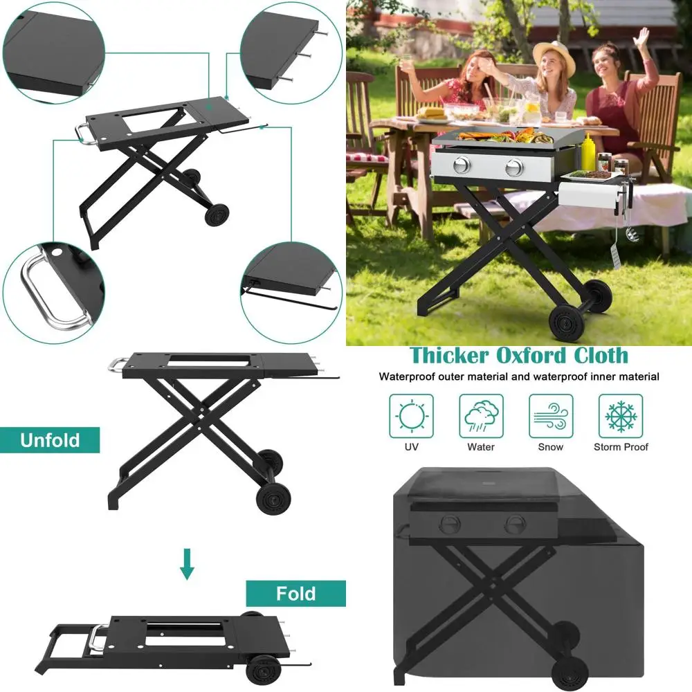 Портативная складная крышка тележки для гриля для 17 и 22 настольных сковородок, подставка для приготовления пищи на открытом воздухе, использование в кемпинге
Портативная складная крышка тележки для гриля для 17 и 22 настольных сковородок, подставка для приготовления пищи на открытом воздухе, использование в кемпинге