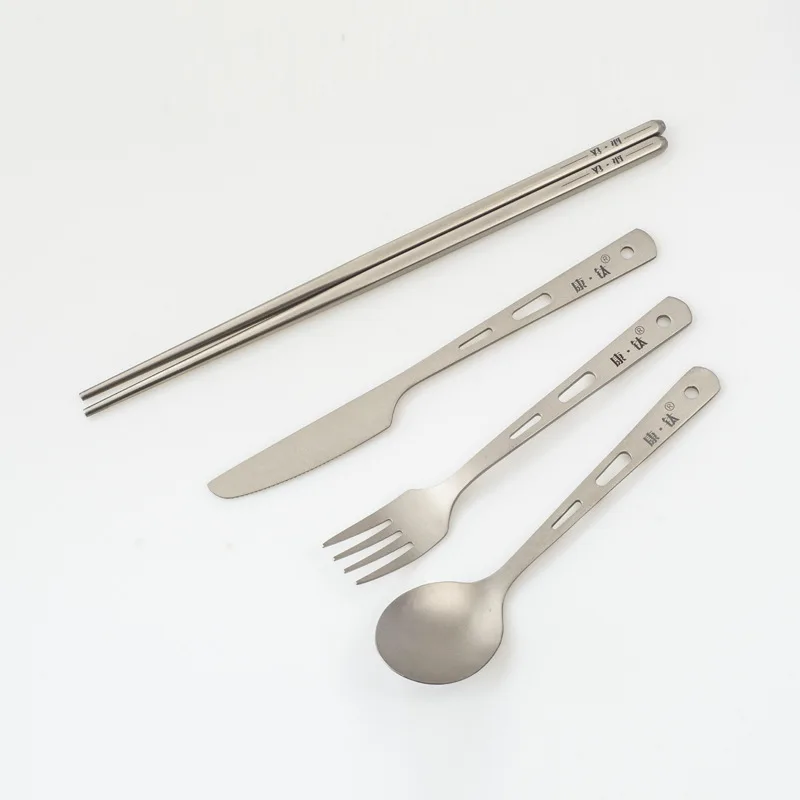 Outdoor pure titanium knife, fork and spoon three-piece set chopsticks titanium alloy camping portable tableware set
Outdoor pure titanium knife, fork and spoon three-piece set chopsticks titanium alloy camping portable tableware set