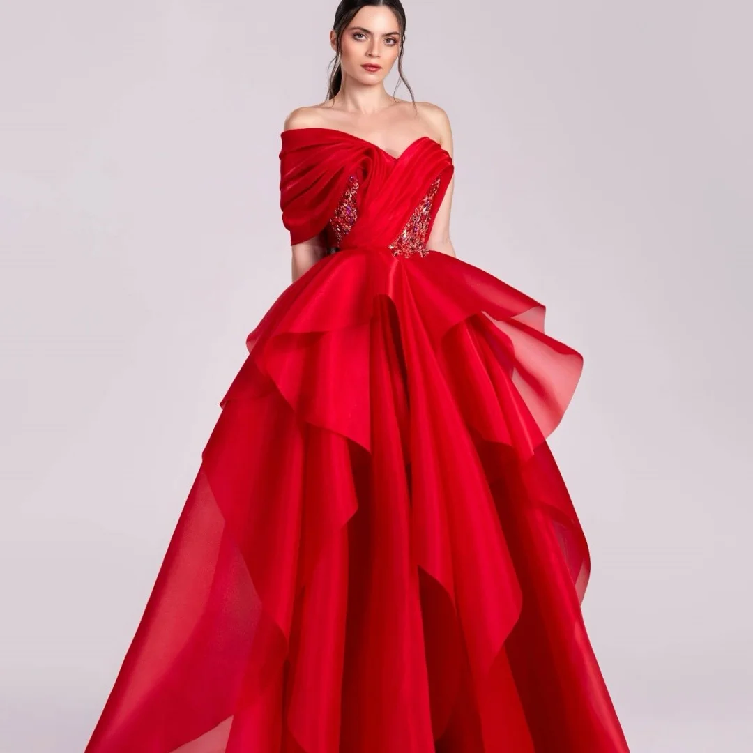 Customized Exquisite Organza A-Line One Shoulder Sequined Evening Dresses Strapless Half Sleeves Panel Train Party Dress
Customized Exquisite Organza A-Line One Shoulder Sequined Evening Dresses Strapless Half Sleeves Panel Train Party Dress