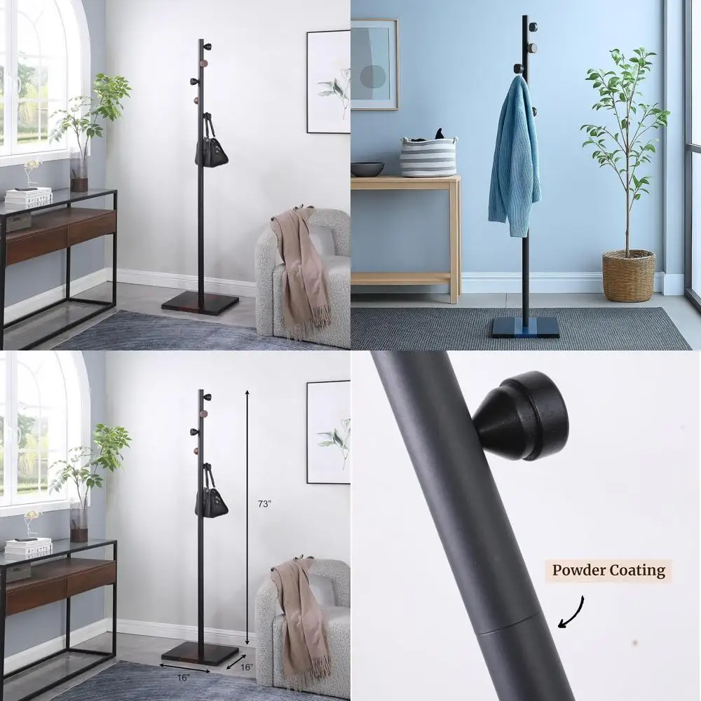 5-Hook Indoor Coat Stand - Ideal for Entryways, Bedrooms, Halls, Living Rooms, Offices (Black)
5-Hook Indoor Coat Stand - Ideal for Entryways, Bedrooms, Halls, Living Rooms, Offices (Black)