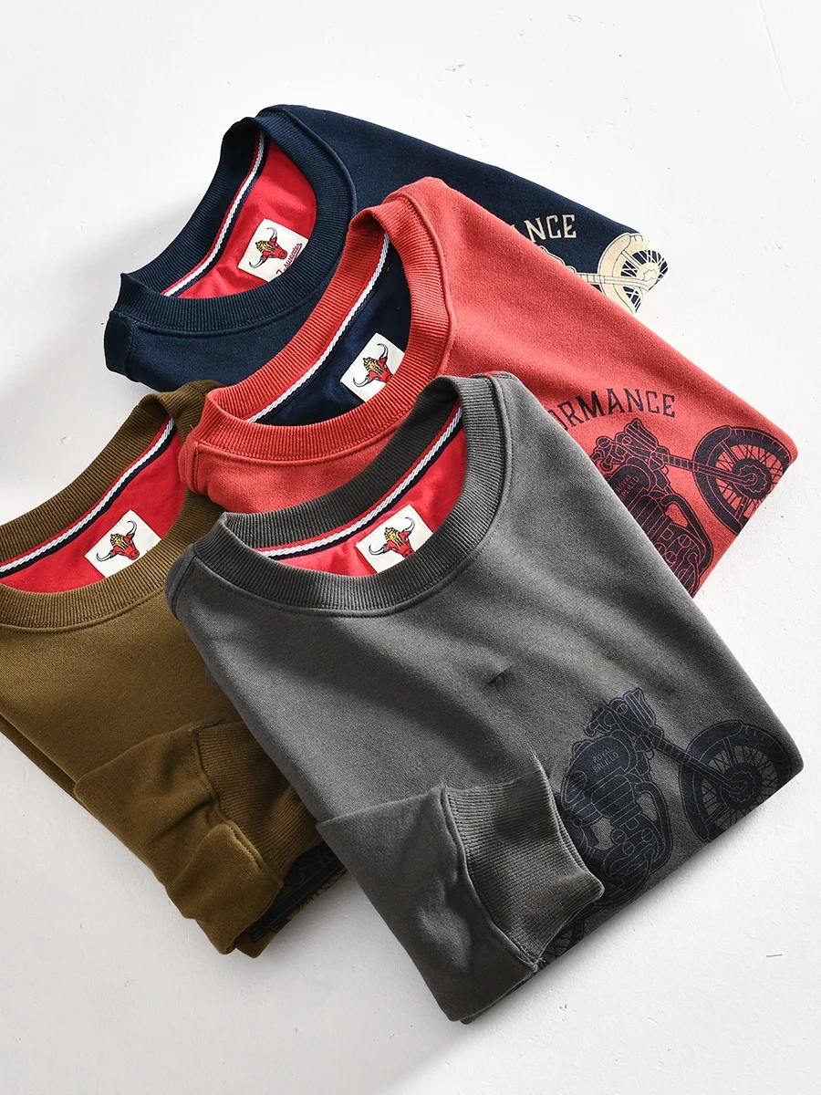 Heavyweight Fleece Cotton Long Sleeve round Neck Sweatshirt Vintage American Print Loose Fit Autumn Men's Clothing Youth Style
Heavyweight Fleece Cotton Long Sleeve round Neck Sweatshirt Vintage American Print Loose Fit Autumn Men's Clothing Youth Style