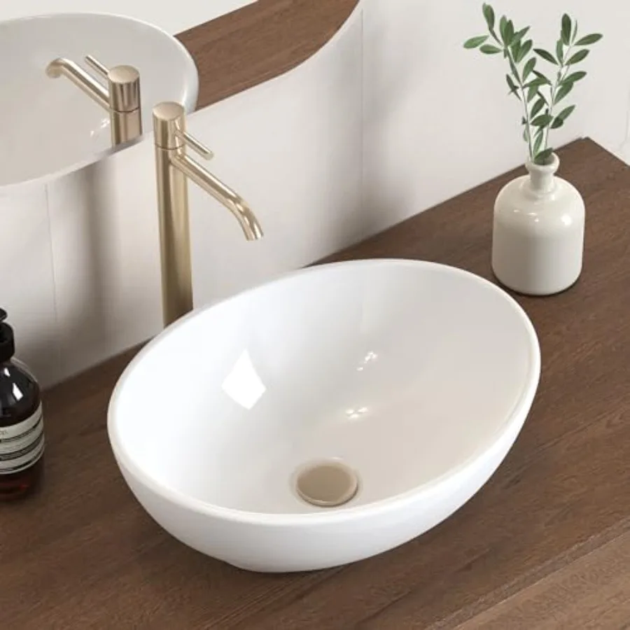 Bathroom Vessel Sink, 16" x 13" Oval Vessel Sink for Bathroom Vanity Countertop, Glossy Ceramic Bowl Sink Egg Shape Above Count
Bathroom Vessel Sink, 16" x 13" Oval Vessel Sink for Bathroom Vanity Countertop, Glossy Ceramic Bowl Sink Egg Shape Above Count